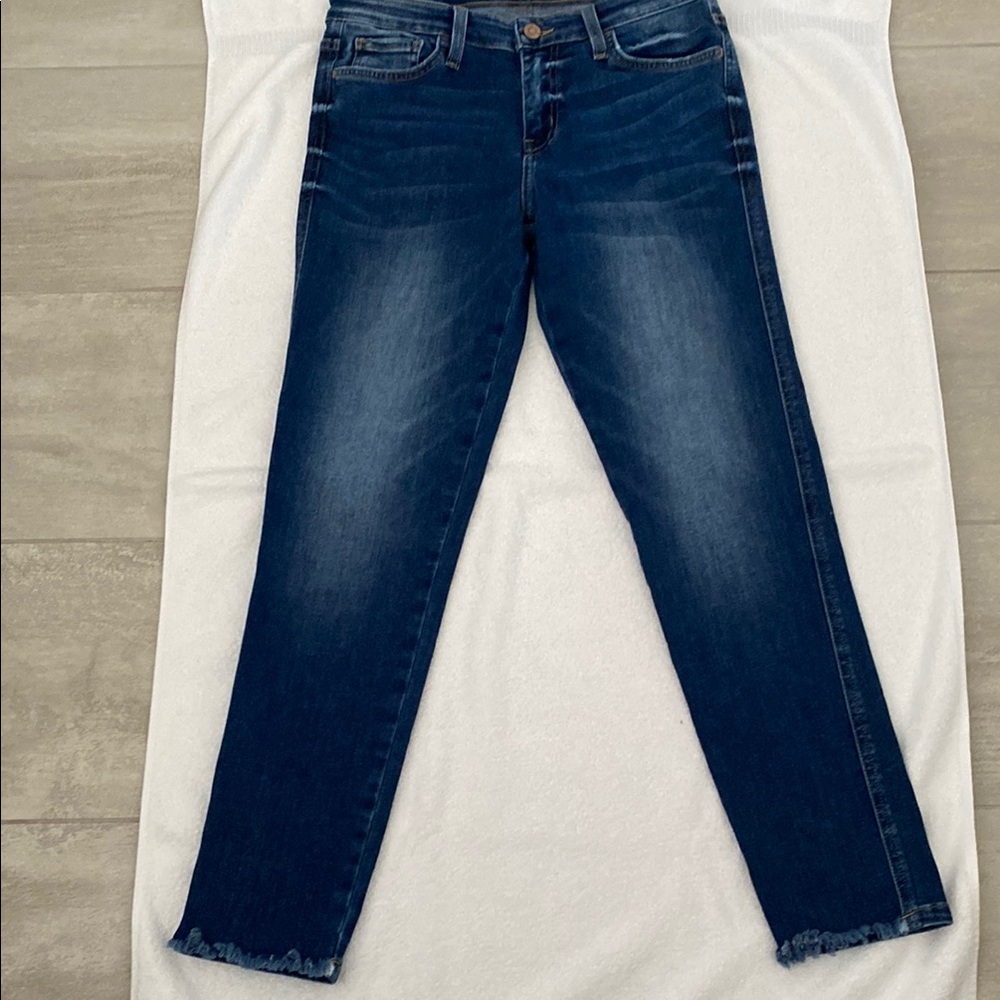 Flying Monkey Mid Rise Ankle Crop Raw Hem Skinny Jeans